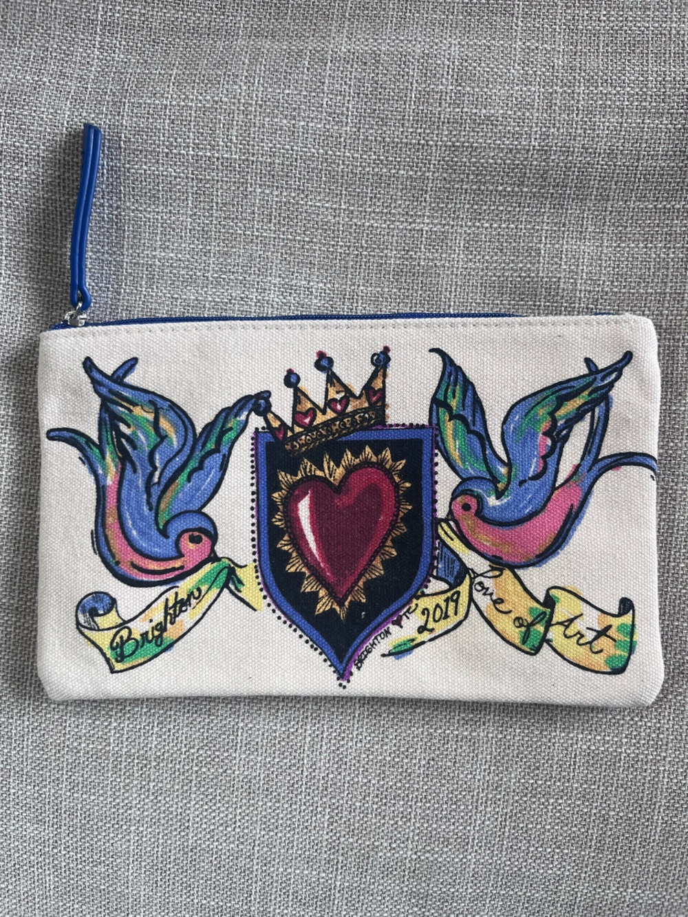 NWOT Brighton Canvas 2019 Love of Art Zip Make up Pouch